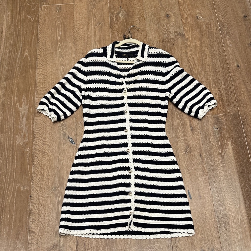 Striped MAJE Black and White Knit Dress